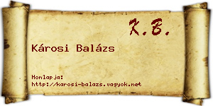 Károsi Balázs névjegykártya