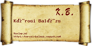 Károsi Balázs névjegykártya